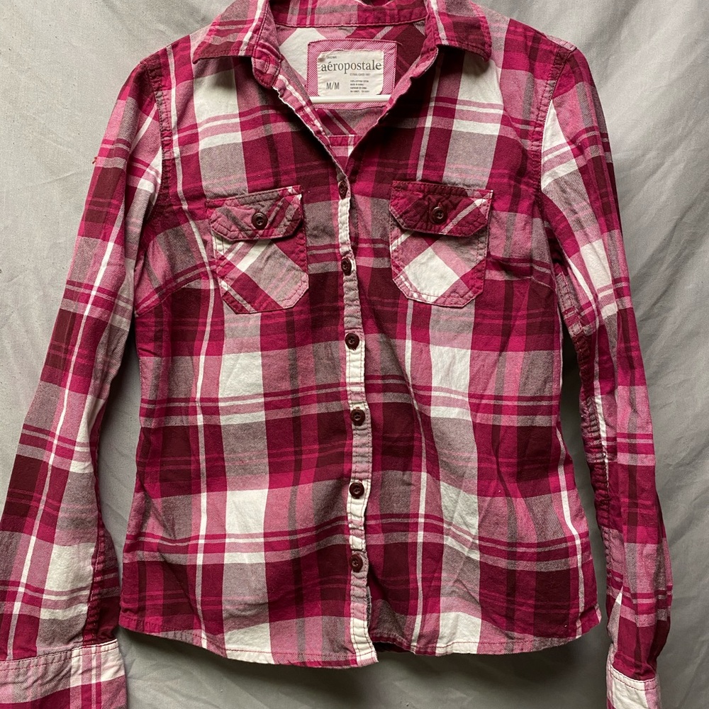 Pink and white flannel